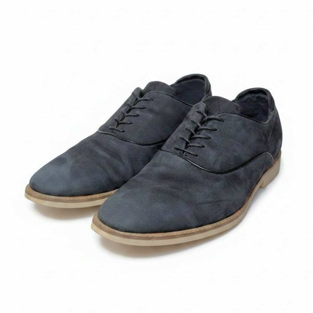 ALDO Dress Shoes Men 10 Navy Blue Nubuck Oxford Lace Up Perforated Contrast Sole